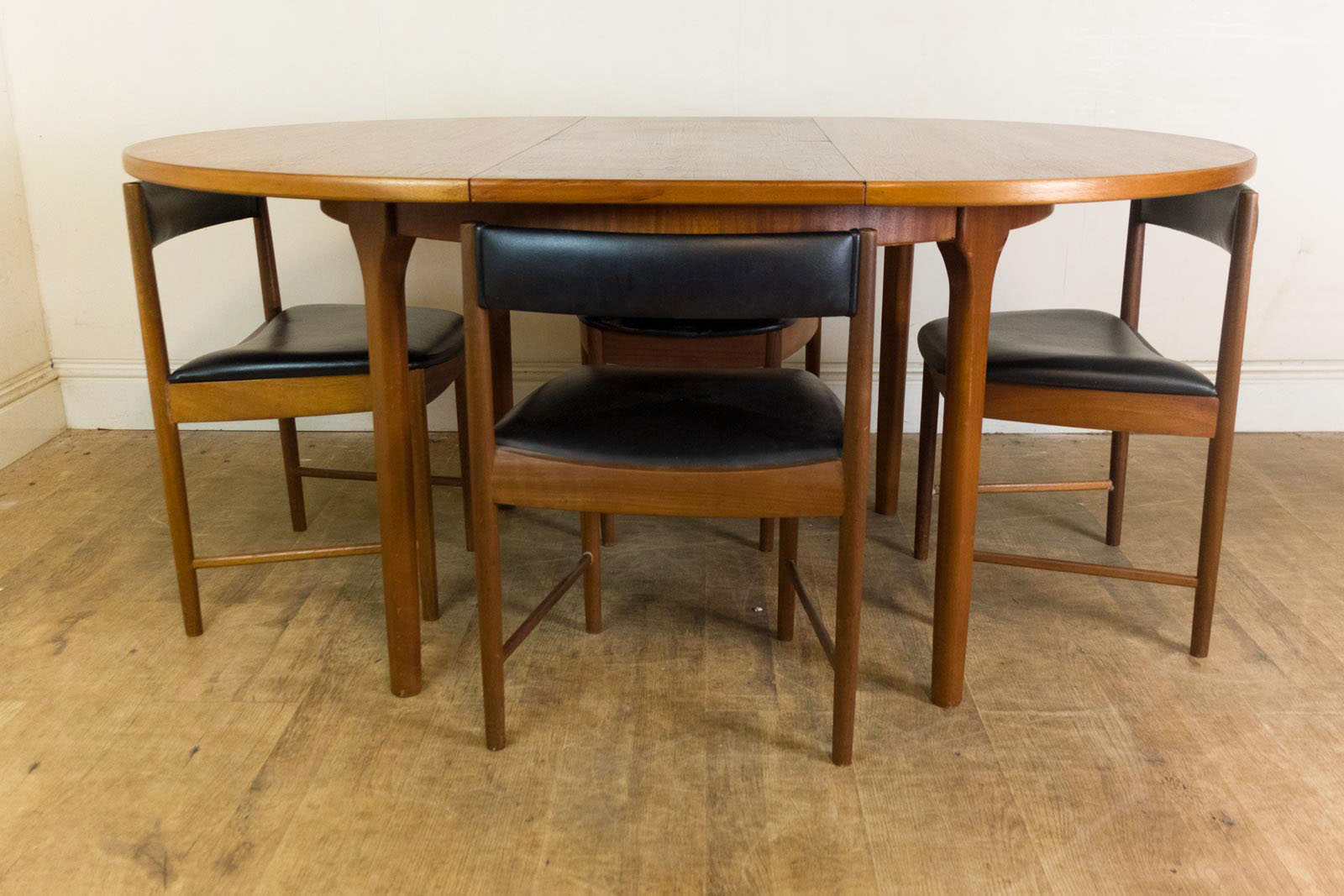 Table With Chairs That Tuck Under - Rare Hans Olsen Teak Table with