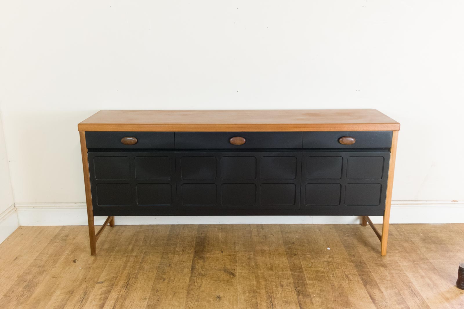 Vintage Retro Teak Upcycled Painted Sideboard by Nathan Black Mid